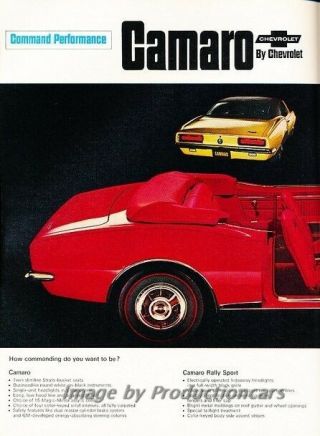 1967 Chevrolet Camaro Ss Convertible 2 - Page Advertisement Print Art Car Ad J856