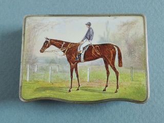Antique Horse Racing Enamel Vesta Matchsafe C1880