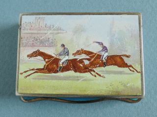 Antique Horse Racing Enamel Vesta Matchsafe c1880 2