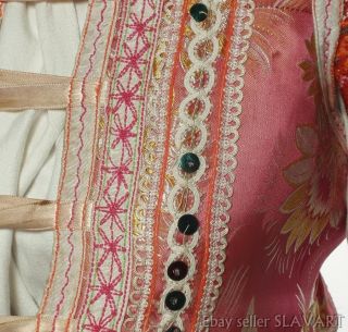 SLOVAK FOLK COSTUME Helpa traditional kroj pink embroidered blouse skirt apron 4
