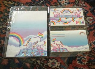 Vintage Lisa Frank Unicorn Rainbow Note Card Stationary Set 90s