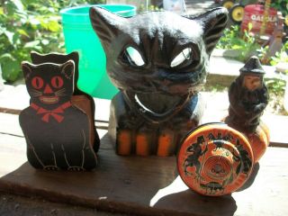 Halloween Cat,  Witch On Pumpkin,  Cat Squeak Box,  Noise Maker Estate Fresh
