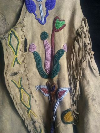 Late 1800 ' s Native American Plains Indian Beaded Buckskin Coat Shirt 5