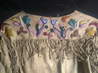 Late 1800 ' s Native American Plains Indian Beaded Buckskin Coat Shirt 8