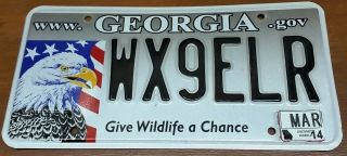 Georgia License Plate,  " Give Wildlife A Chance " Eagle Design Us