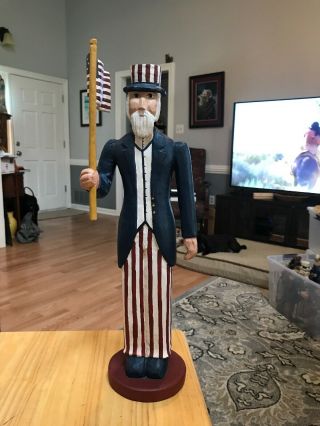 House Of Hatten Uncle Sam W/flag 18 " Figurine 1997