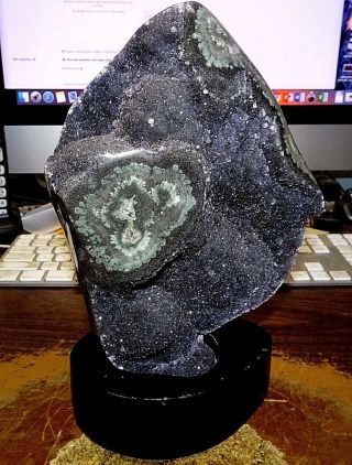 Uruguay Blue/green Amethyst Crystal Cluster W/ Polished Stalactite Base