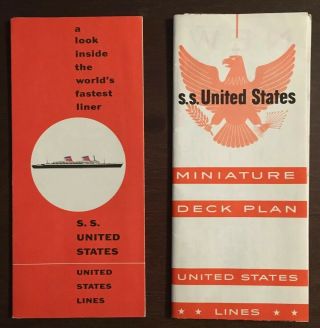 1954 Ss United States Deck Plan Travel Brochures Uss Cruise Liner