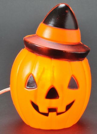Vintage 1981 Halloween Pumpkin 9 " Lighted Blow Mold Empire Carolina Enterprises