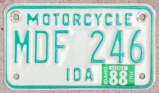1988 Idaho Motorcycle License Plate Mdf246