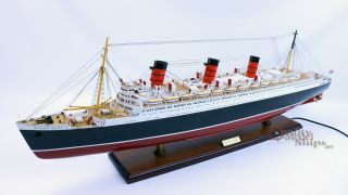 Rms Queen Mary Cunard Line Ocean Liner Handcrafted Model With Lights 40 "