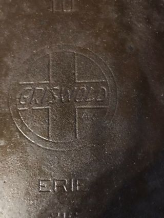 Griswold Large Slant Logo 10 716 B Erie Cast Iron 10 inch SKILLET W/ Heat Ring 2