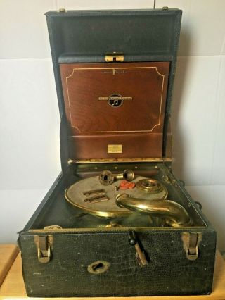 1920s Columbia Viva Tonal Grafonola Model 163 Portable Phonograph Record Player