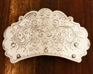- American Coin Silver Engraved Hair Clip / Barrette: Converted From Comb