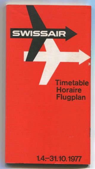 Swissair Timetable Summer 1977 Flugplan