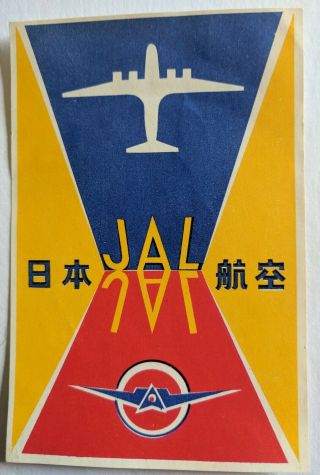 Jal Japan Airlines,  Vintage Luggage Label: