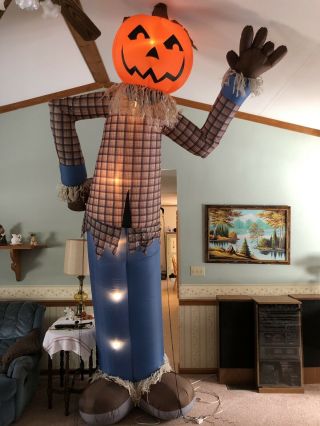 Gemmy Airblown Inflatable 12’ Scarecrow With Pumpkin Head Halloween Fall Lighted