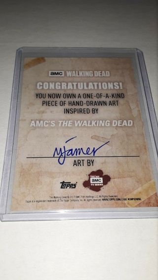2017 Topps Walking Dead One - Of - A - Kind Hand - Draw Art Card.  Autographed