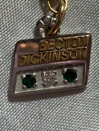 Rare Becton Dickinson 14k Gold Pendant Diamond Employee Service Award