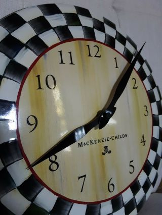 Mackenzie - Childs Courtley Check Design Enamel Country Kitchen Luxury Wall Clock 2