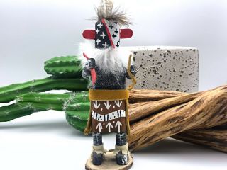 Native American Kachina Doll " Warrior " Signed Handmade By Indian Artist