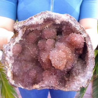Spectacular 6 1/2 Inch Red Inclusion Quartz Crystal Geode