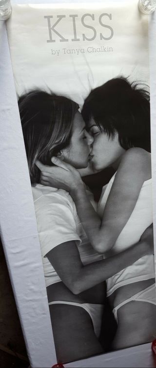 Rare.  Vintage " The Kiss " Door Poster 21x62 " Pin Sexy Girl Lesbian Chalkin (2002)