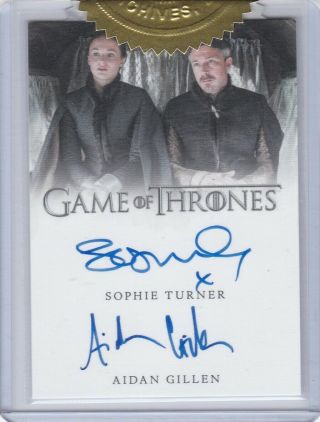 Game Of Thrones.  Dual Autograph Sophie Turner / Aidan Gillen Season 5 Incentive