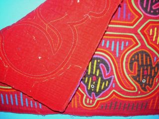 Authentic Old Kuna Mola Blouse Panel FISH Panama Indian Textile 2