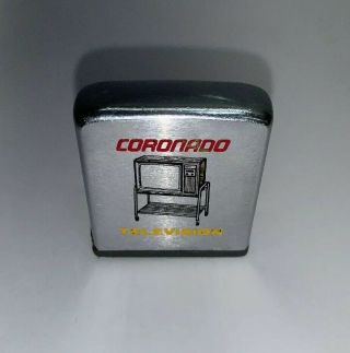 Old Vintage Zippo Pocket Measuring Tape Advertising Coronado Television - Rare