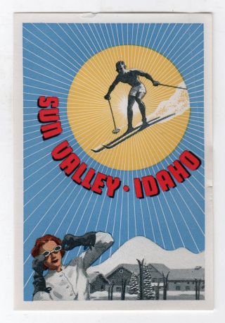 Vintage Sun Valley Idaho Decal Skiing Ski Skier Travel Tourism Id