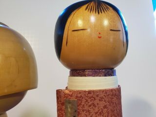 Vintage 2 Japanese Sosaku Kokeshi Dolls Wooden Asian Dolls 1 Scroll Attached 3
