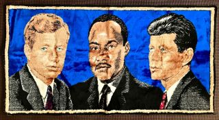 Vintage Assassination Tapestry Rug Jfk Rfk Mlk John Robert Kennedy Martin L King