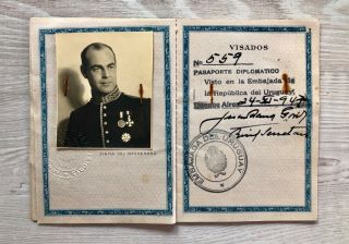 Post - Ww2 Spanish 1947 Diplomatic Passport Issued For Buenos Aires
