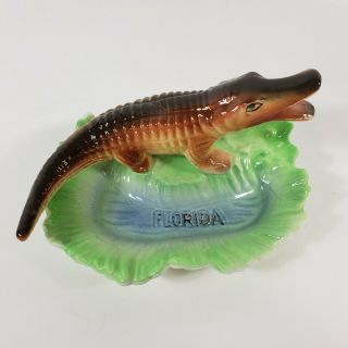 Vintage Florida Alligator Souvenir Ashtray Or Trinket Dish 60s Kitsch
