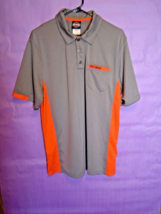 Harley Davidson Gray/orange Polo Shirt Men 