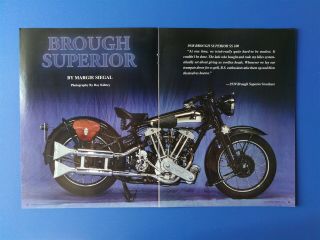 1938 Brough Superior Ss 100 Motorcycle - 7 Page Article & Poster