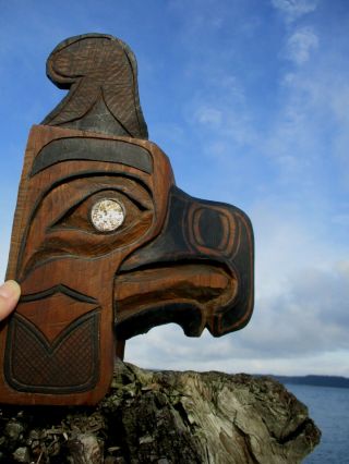 Northwest Coast First Nations Old Native Cedar Art Carved Thunderbird Headdress