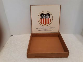 Union Pacific Rail Road Wooden Cigar Box Empty Sticker Intact 2