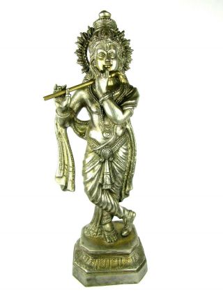 Large Vintage 2 Foot 21.  3 Lbs Solid Brass Statue Of Hindu God Lord Krishna