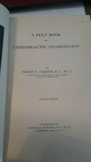 1919 Chiropractic Gynecology Vedder 2nd Edition Rare Palmer school 2 4