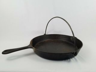 Griswold No.  14 Cast Iron Skillet 694 W/ Bail Handle & Heat Ring