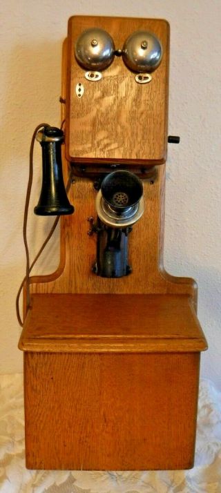 The Sumpter Telephone Manufacturing Company 2 Box Wooden Wall Telephone