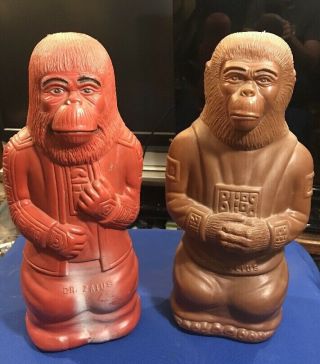 1969 Planet Of The Apes Cornelius & Dr.  Zaius Blow Mold Banks 17 Inches Tall