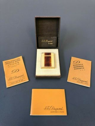 S.  T.  Dupont Small Ligne 1 Windsor Amber/gold Lighter Box Papers Very Fine