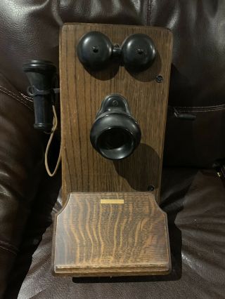 Antique Kellogg Wood Wall Phone