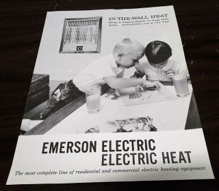 Vintage 1959 Emerson Electric In The Wall Heat Heater Dealer Brochure I