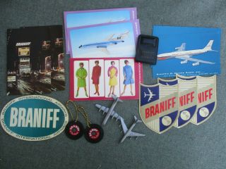 Vintage 1960s Braniff Airlines Stewardess Uniform Postcard,  Keychain,  Airplane
