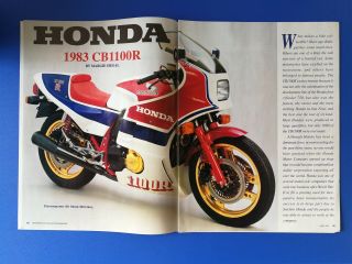 1983 Honda Cb1 100r Motorcycle - 9 Page Article & Poster