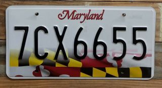 Maryland State Flag Base License Plate/tag - 7cx6655 Embossed
